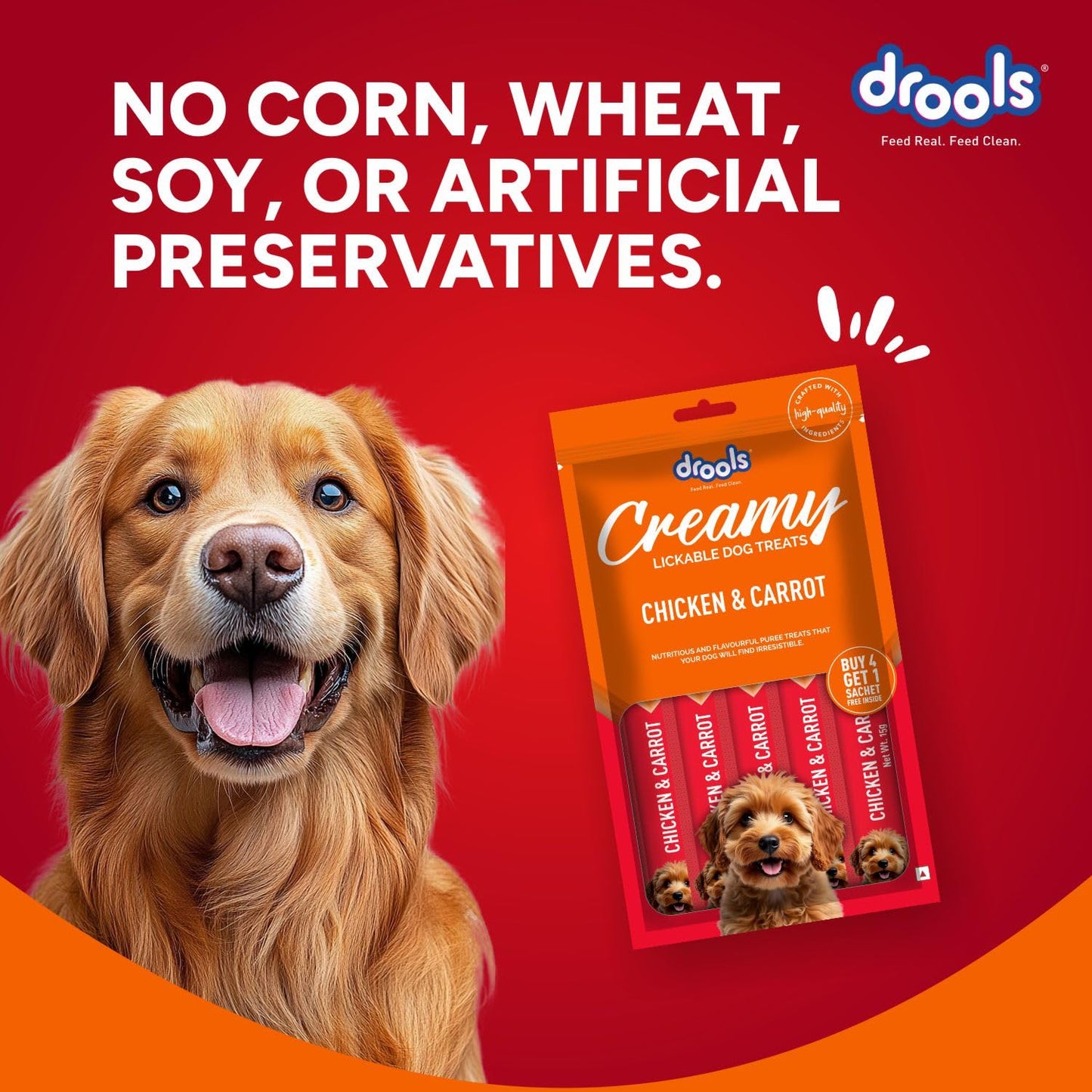 Drools All Stages Dog Treat Chicken & Carrot Flavor Creamy 5 Sticks, 75 Gms