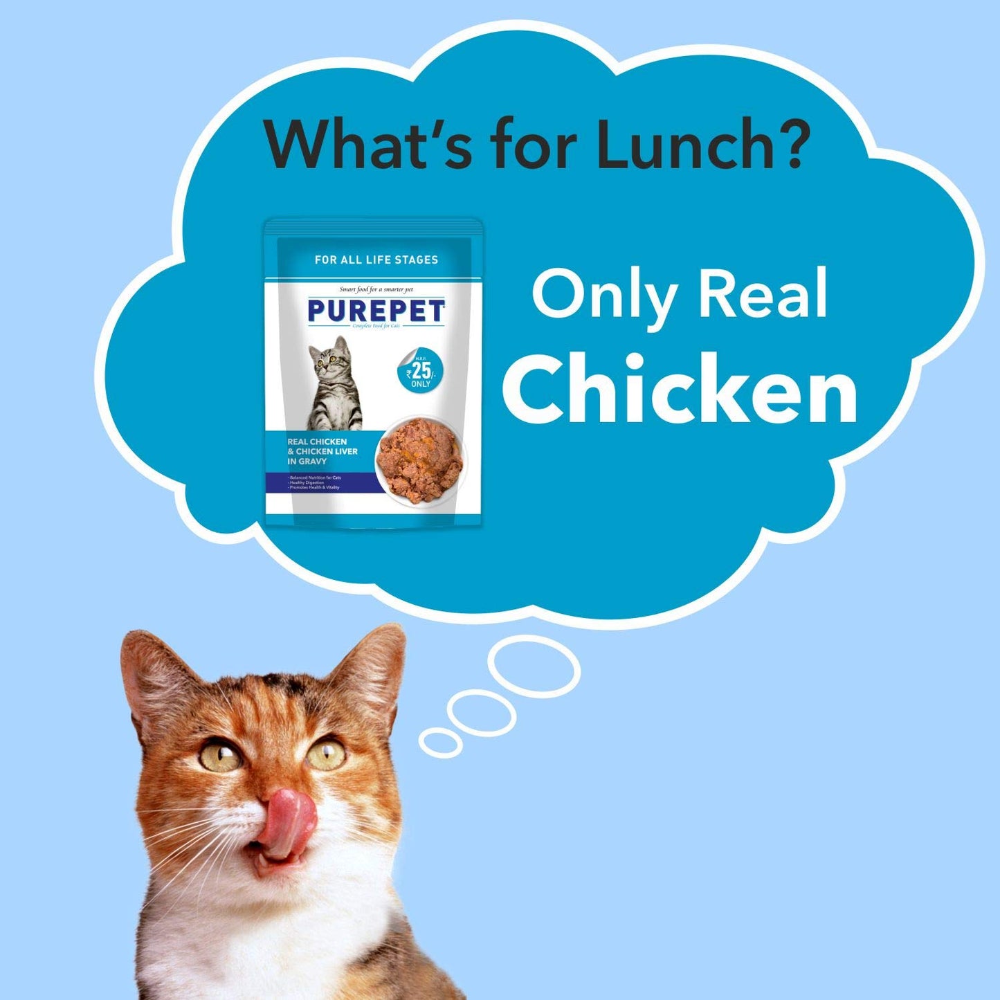 PurePet Wet Cat Food, Real Chicken and Chicken Liver in Gravy, 50 GMs, 1 Pack
