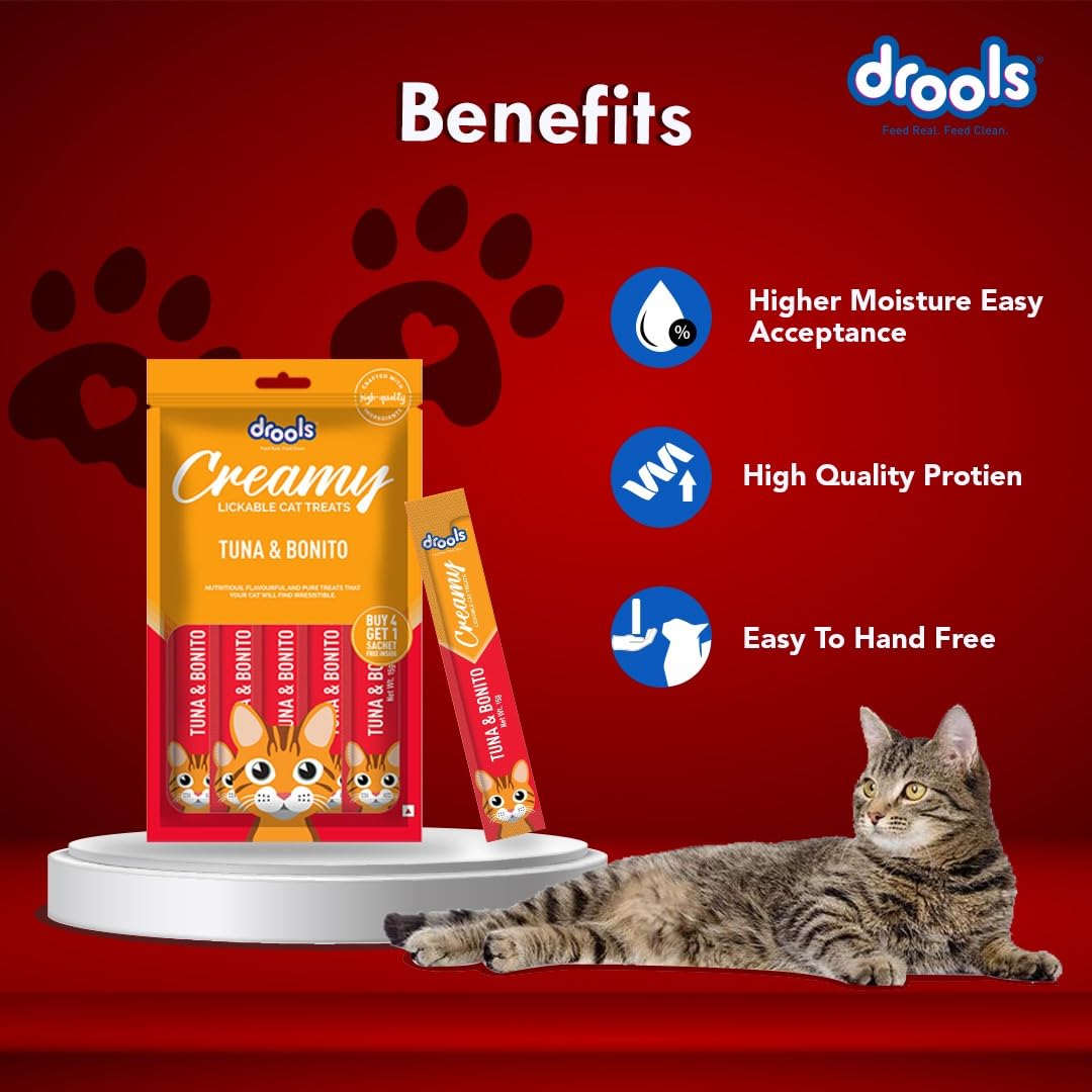 Drools All Life Stages Creamy Lickable Tuna & Bonito Flavour Cat Treat 75 Gms