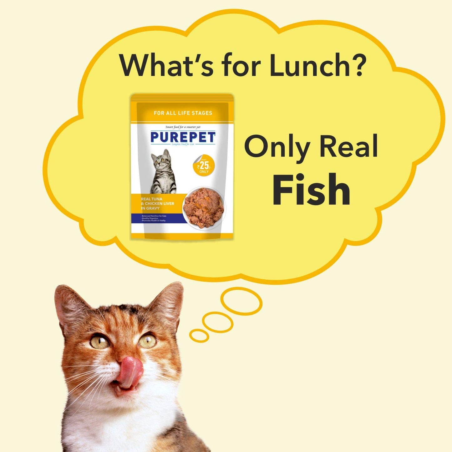 PurePet Wet Cat Food, Real Tuna And Chicken Liver Chunks In Gravy, 50 GMs, 1 Pack