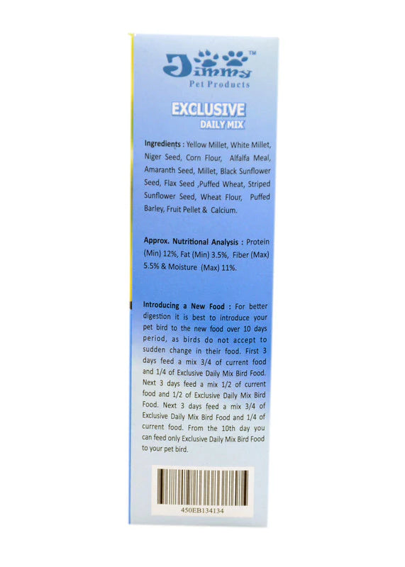 JiMMy's Budgie Food Exclusive Daily Mix Bird Food for Budgies, 450 GMs Pack