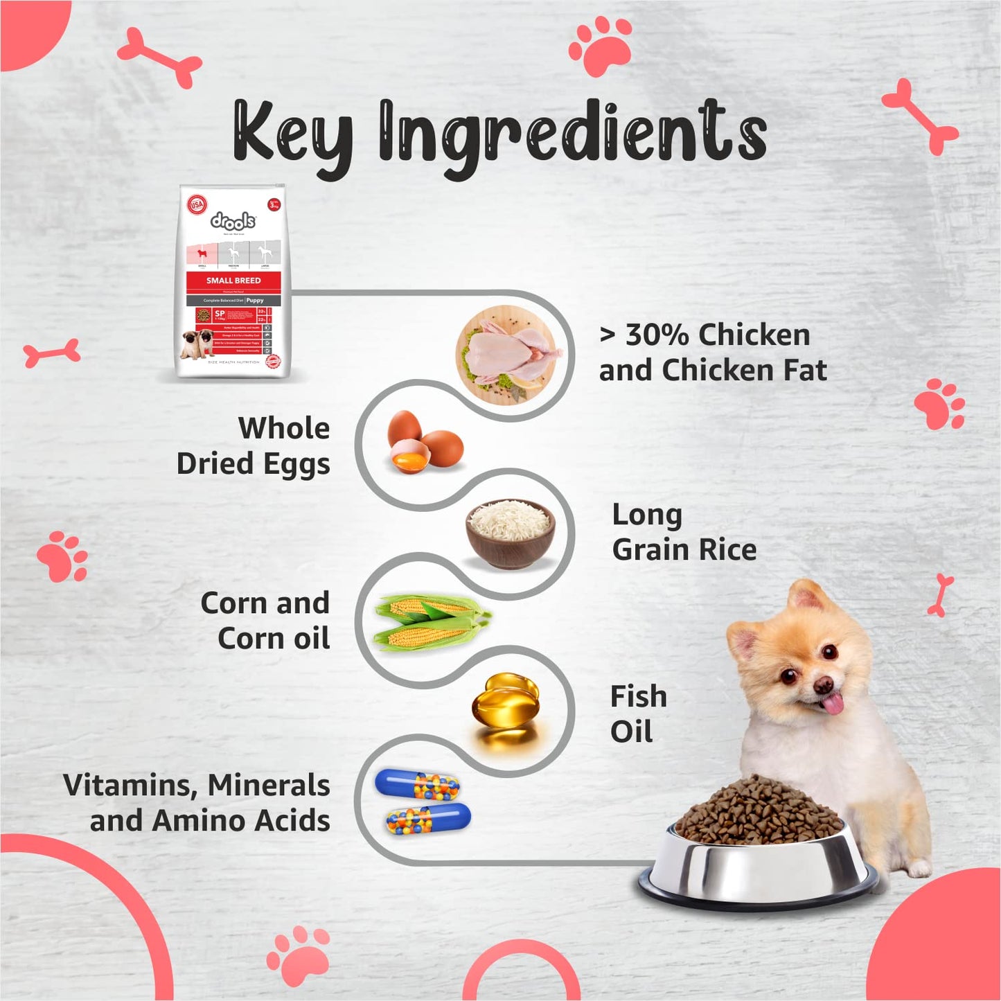 Drools Small Breed Puppy Chicken Flavour Dog Food, 1.2 KG Pack