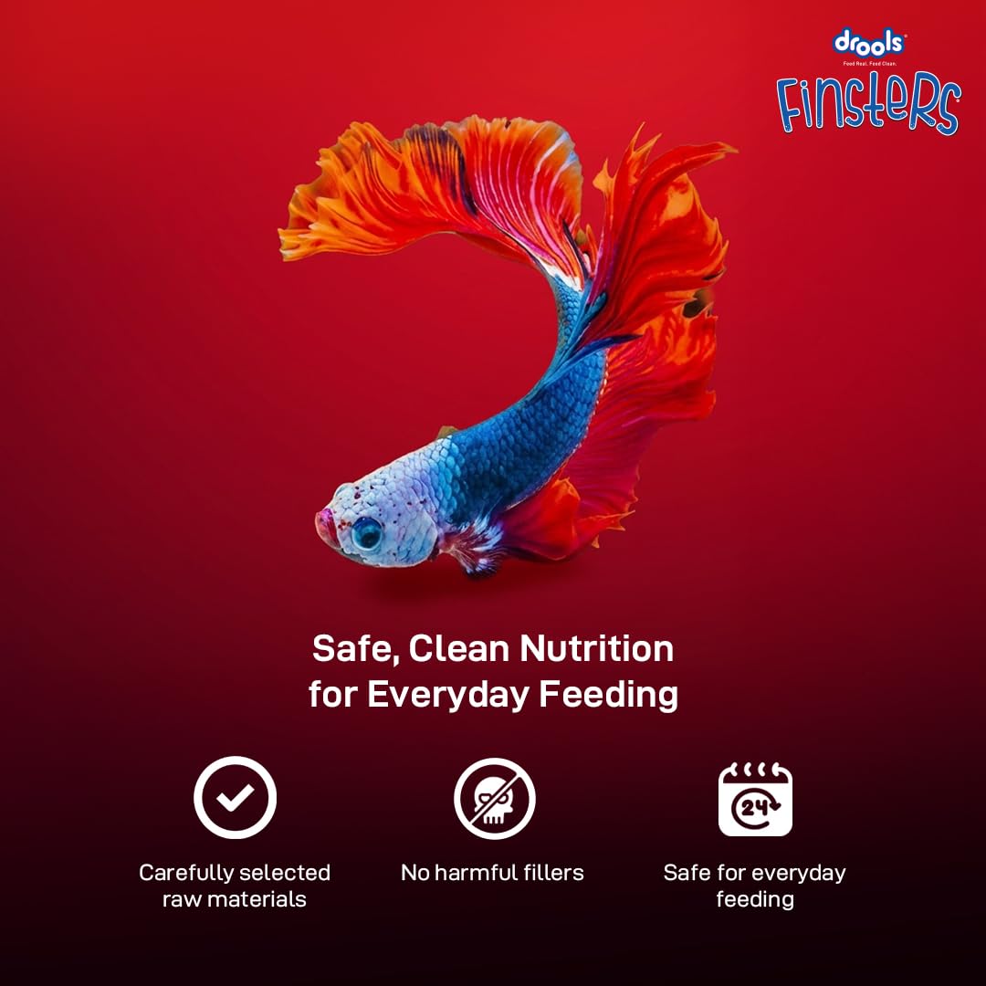 Drools Finsters Bits Fish Food, 50 Gms Pack, Seafood Flavour, High-Protein Formula
