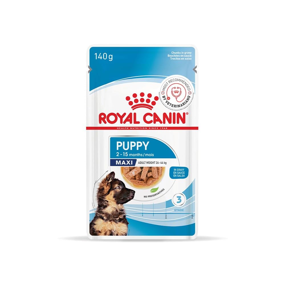 Royal Canin Maxi, Puppy Food for Stage 3, 140 Grams, Pack of 10 Sachet, Wet Food