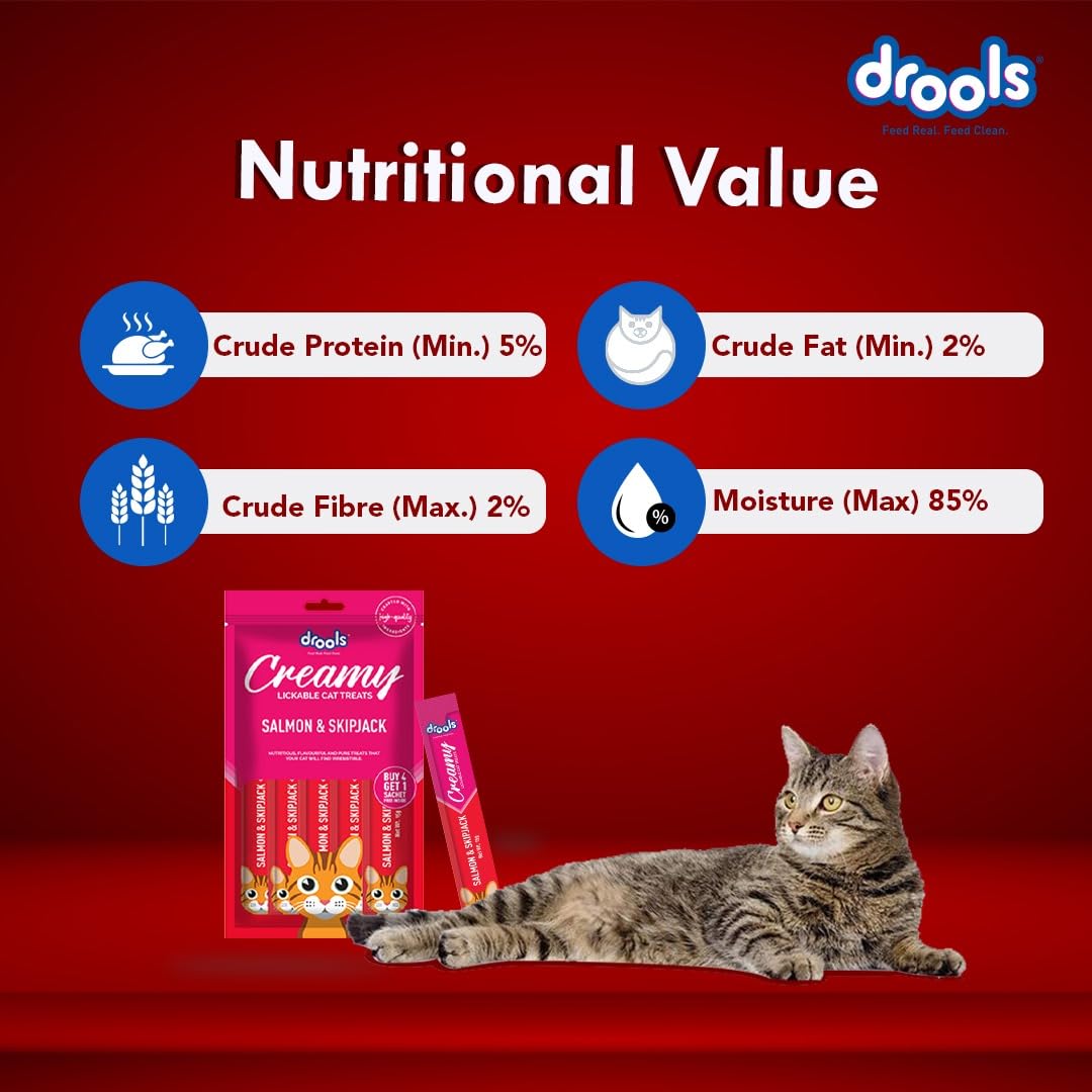 Drools All Life Stages Creamy Lickable Salmon & Skipjack Flavour Cat Treat, 75 Gms