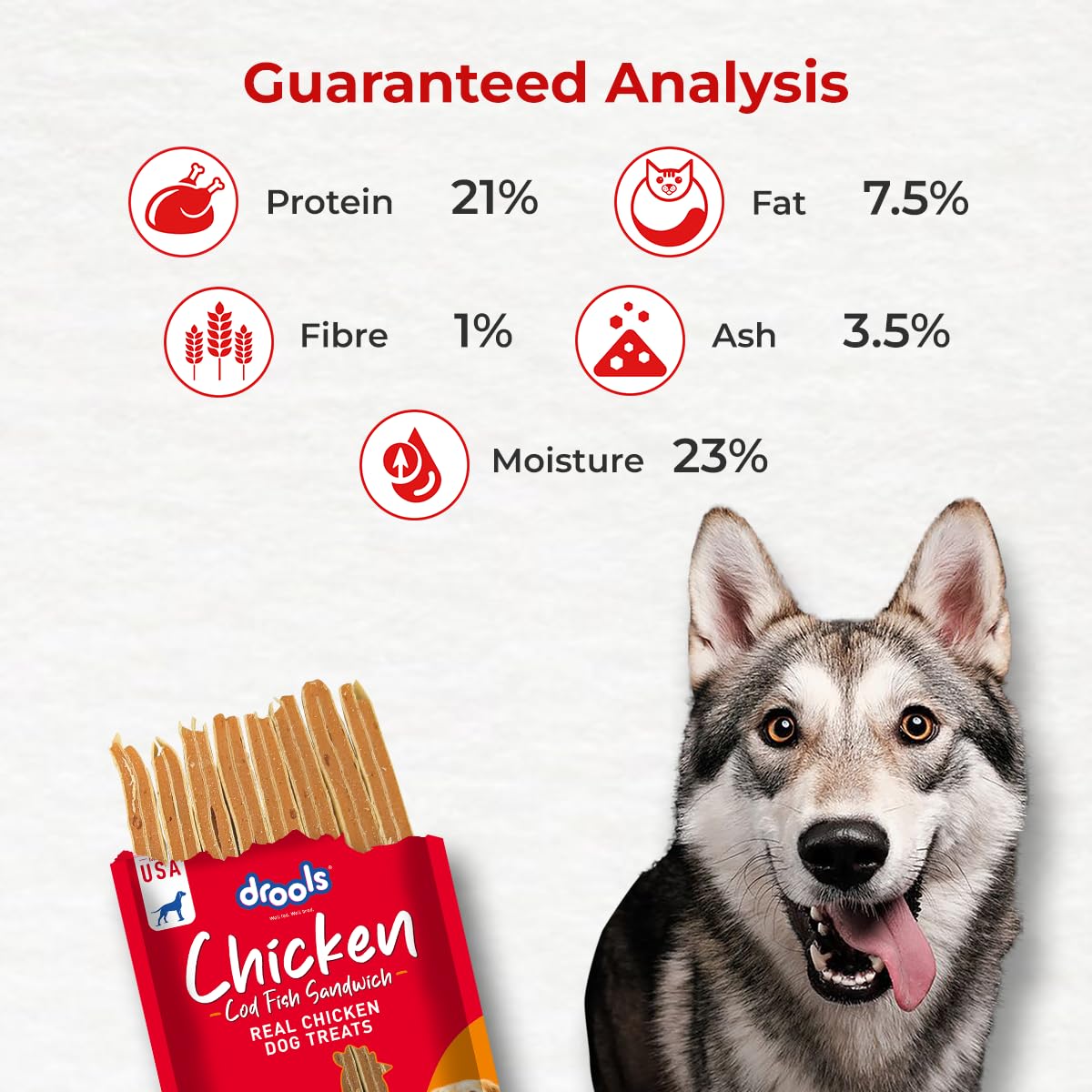Drools Puppy & Adult Cod Sandwich, Real Fish Flavour Dog Treats, 70 Gms Pack