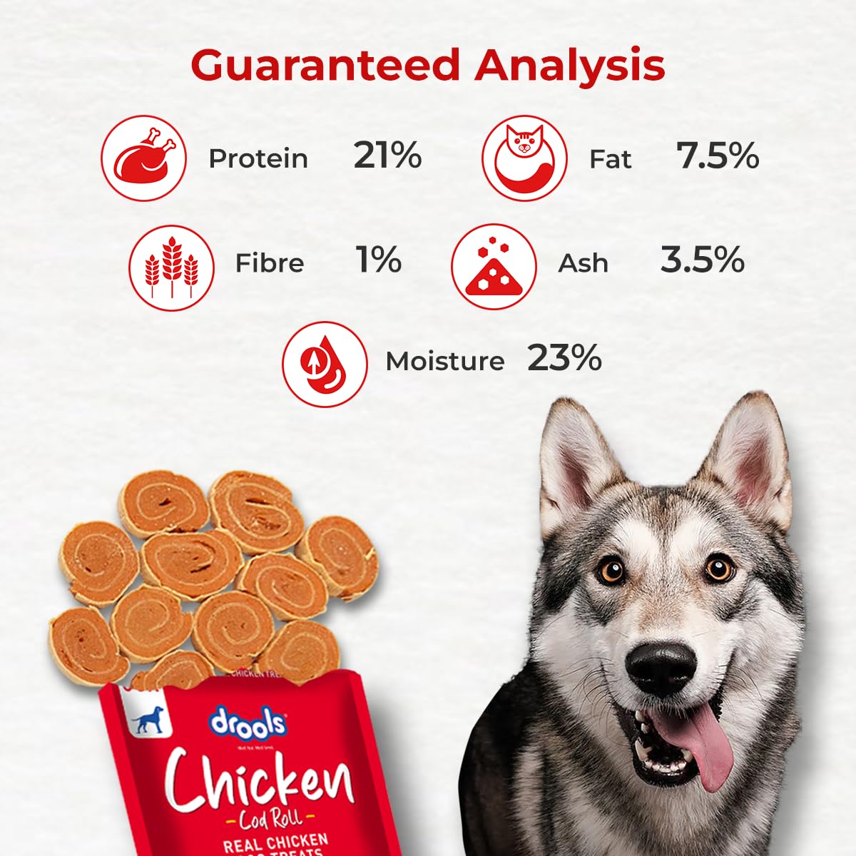 Drools Adult & Puppy Dog Cod Roll Treats 70G, Real Chicken Flavour