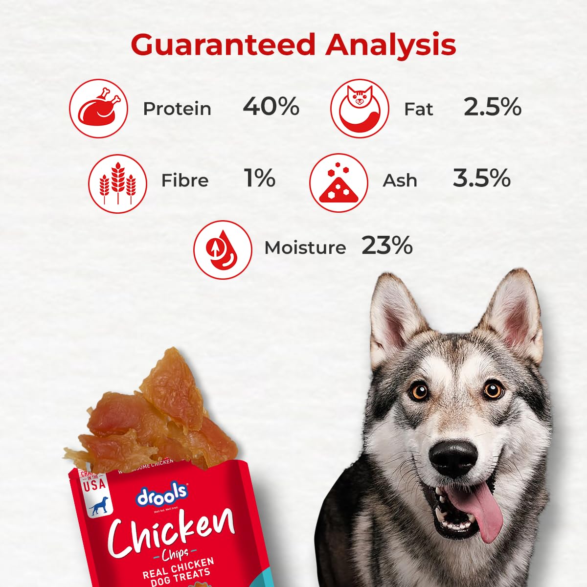 Drools Puppy & Adult Chips, Real Chicken Flavour Dog Treats, 70 Gms Pack