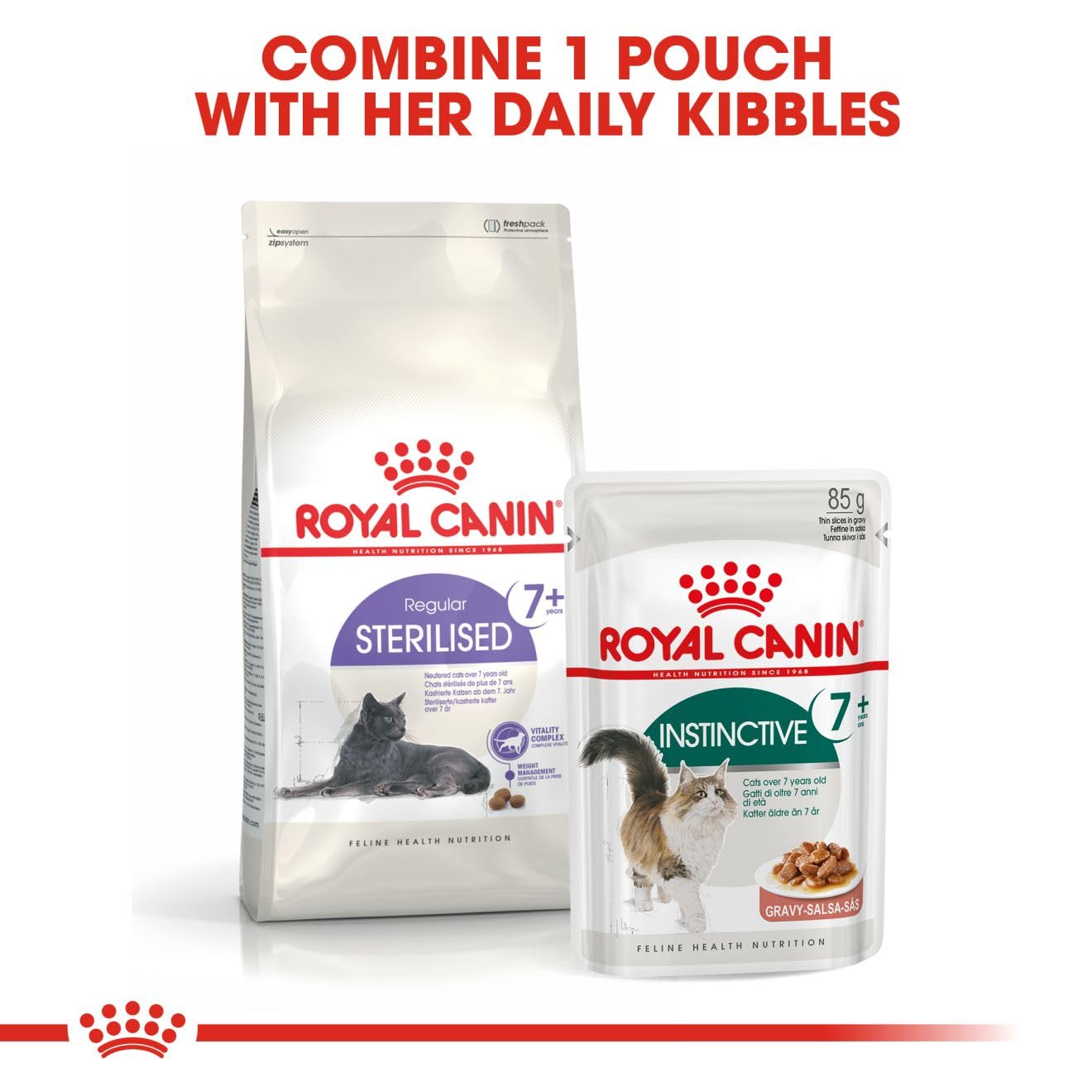 Royal Canin Instinctive 7+ Adult Cat Gravy Food, 85 Grams, Pack of 12 Sachet