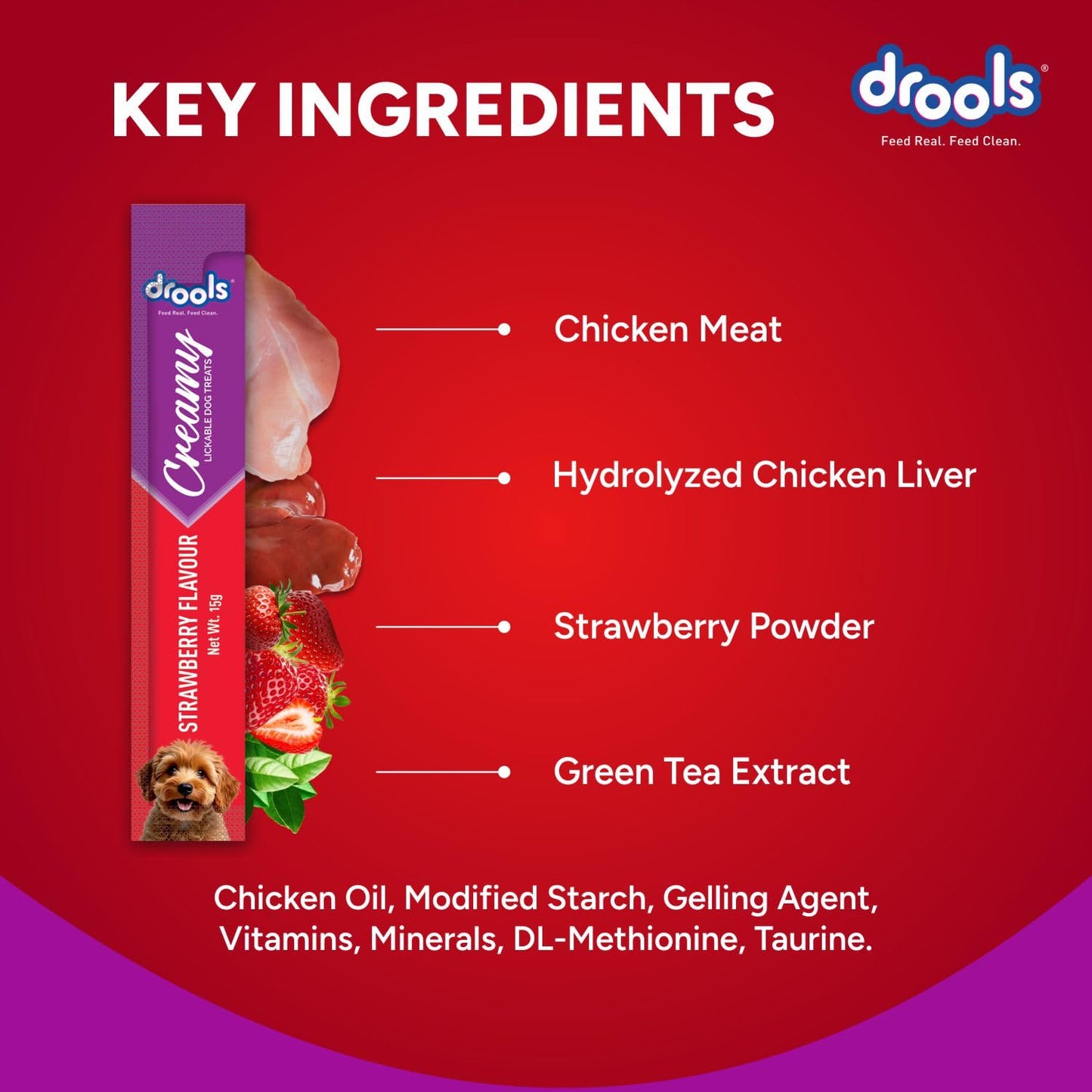 Drools All Stages Dog Treat  Strawberry Flavour Creamy 5 Sticks, 75 Gms