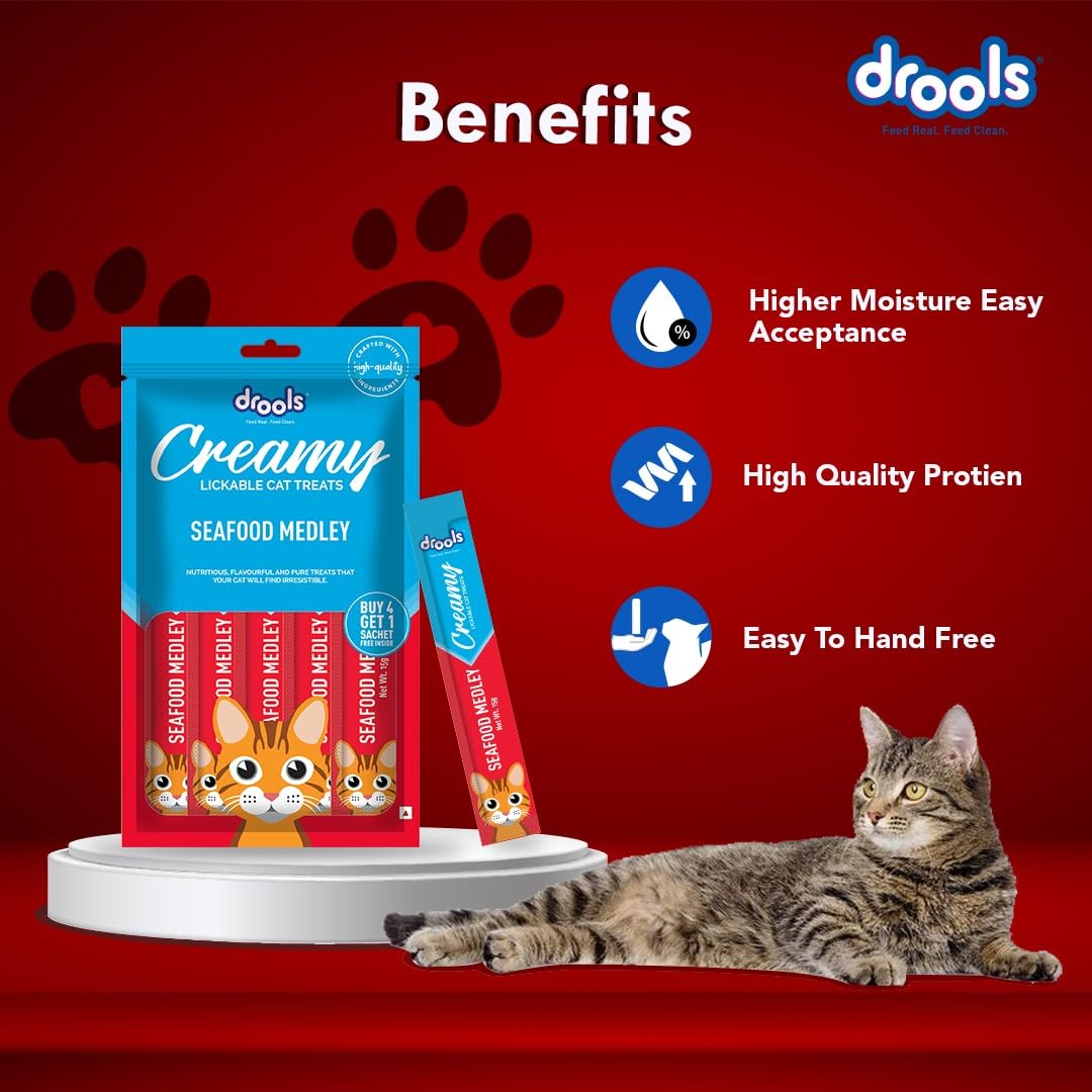 Drools All Life Stages Creamy Lickable Sea Food Medley Flavour Cat Treat, 75 Gms