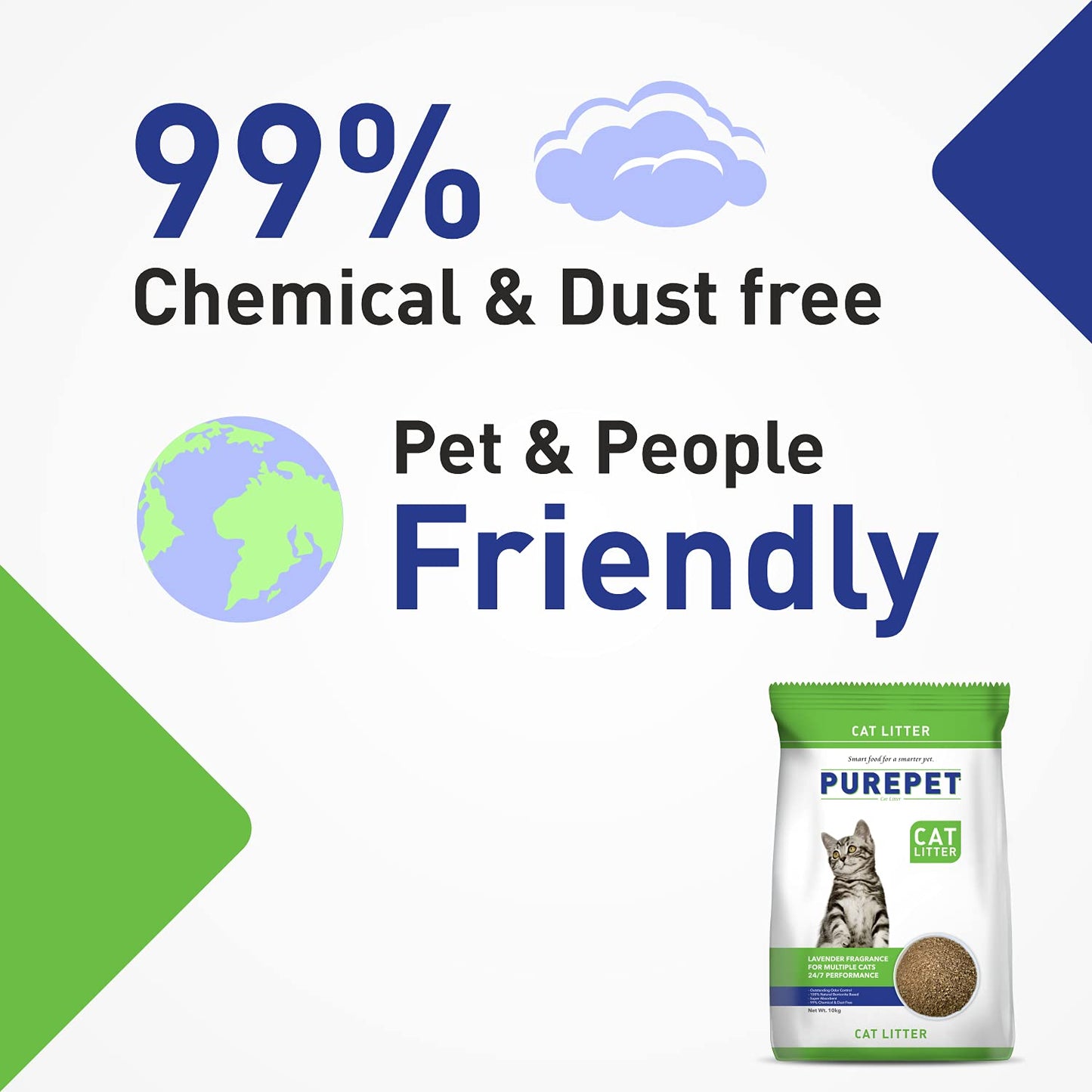Purepet Cat Litter for All Cat Breed litter, Lavender Fragrance, 5 KG Pack