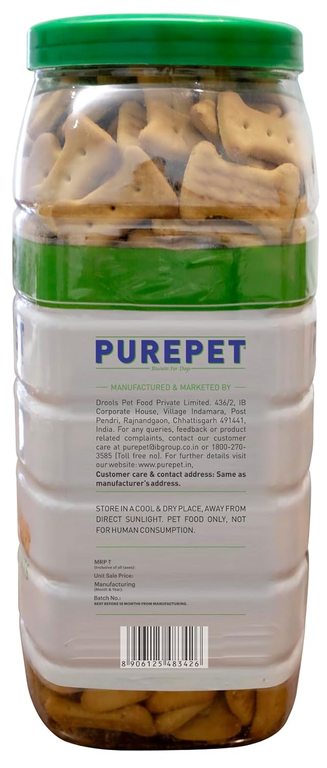 Purepet Dog Treats Biscuits, 800 GMs Pack, 100% Vegetable Flavour, Active Behavior