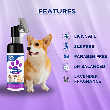 FluffyTails No-Rinse Paw Cleaner, Foaming Cleanser, 150ml