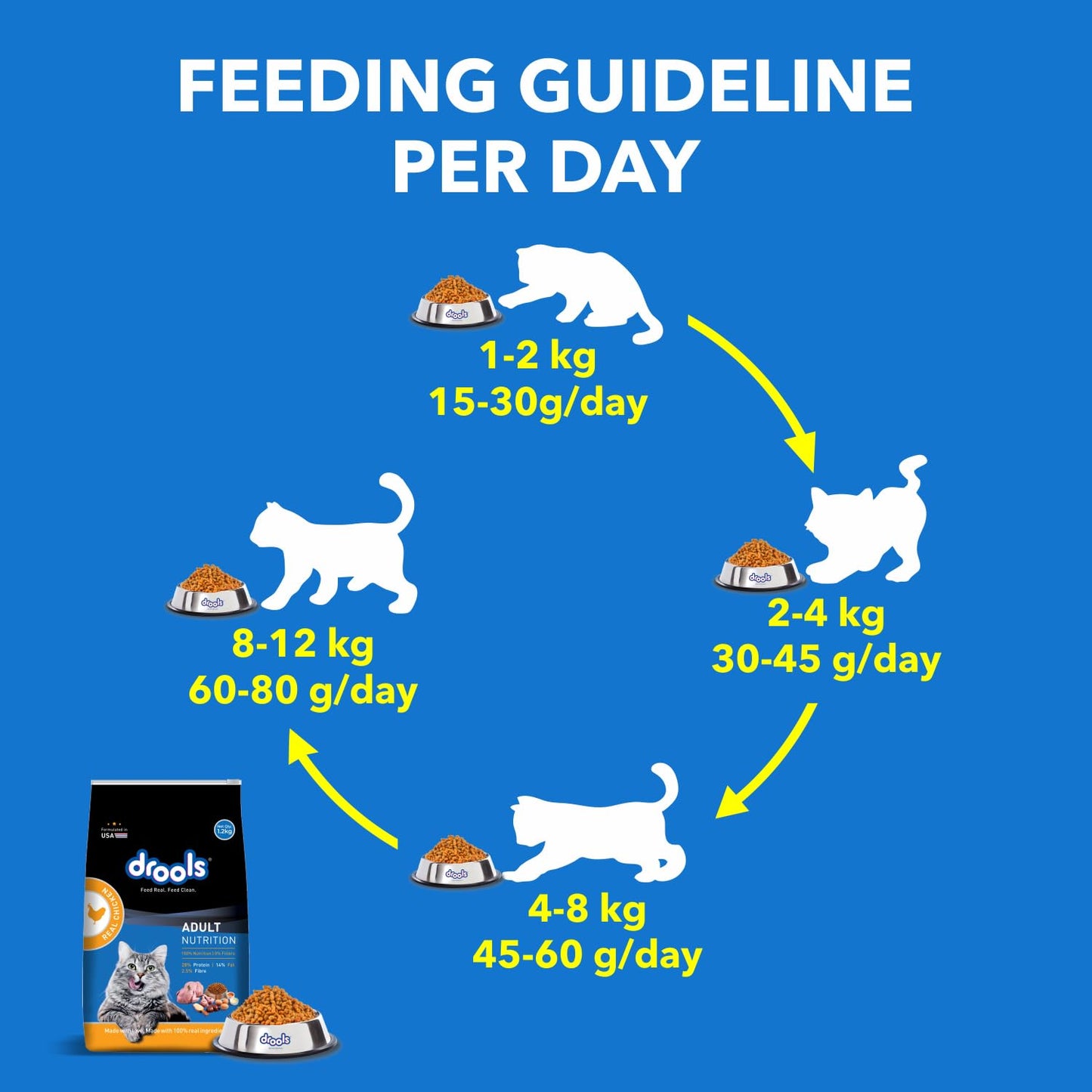 Drools Adult Dry Cat Food, Real Chicken Flavour, 3 KG Pack