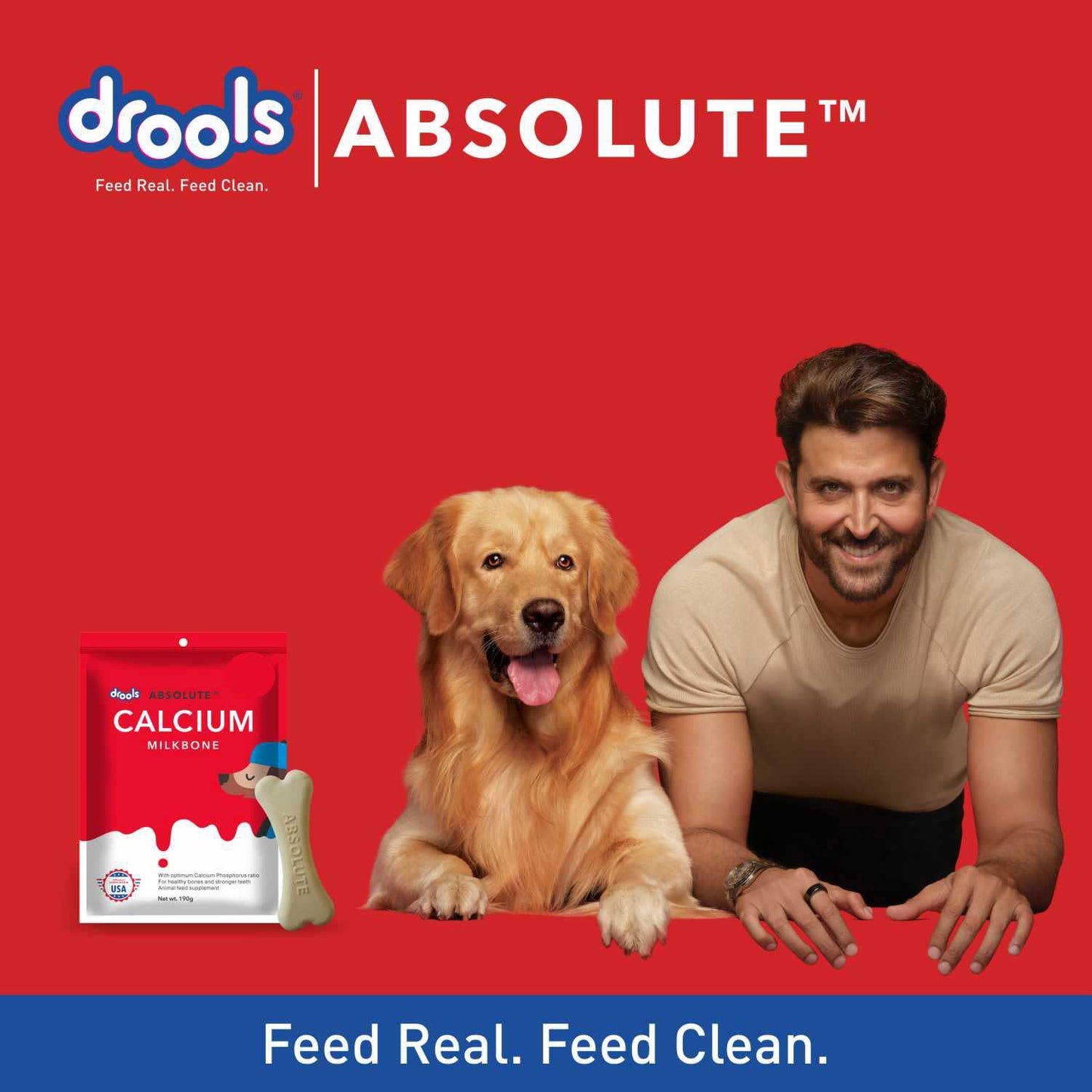 Drools Absolute Milk Bone Dog Treats 850G, Calcium Flavour, Dental Care