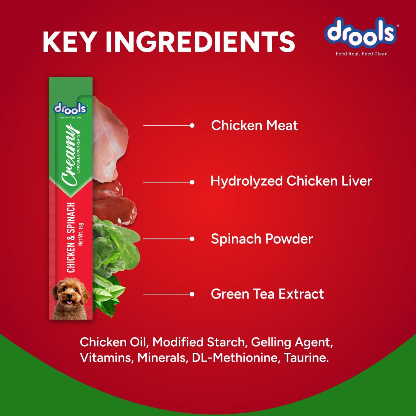 Drools All Stages Dog Treat Chicken Spinach Flavor Creamy 5 Sticks, 75 Gms
