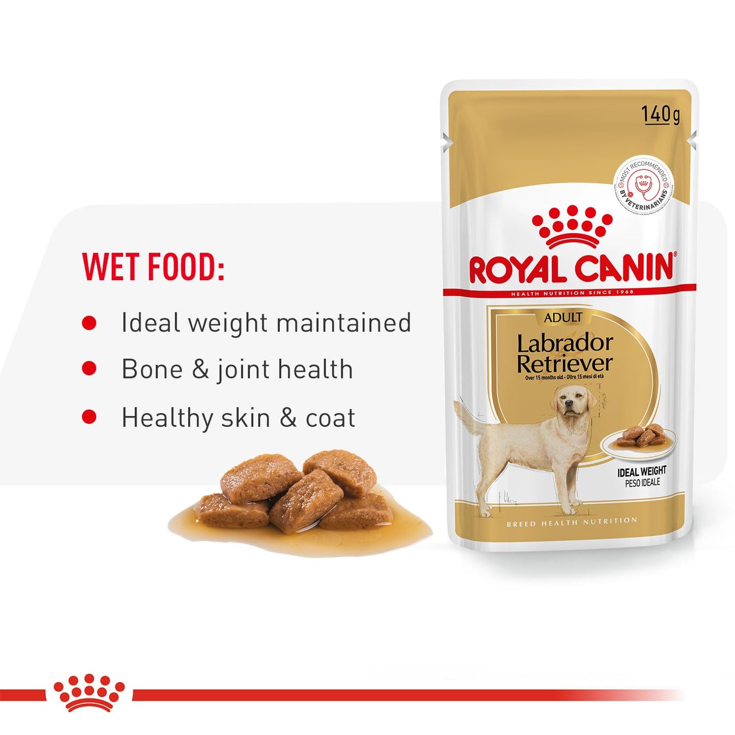 Royal Canin Labrador Retriever Adult Dog Food, Wet Food Pack of 10 Sachet, 140Gm