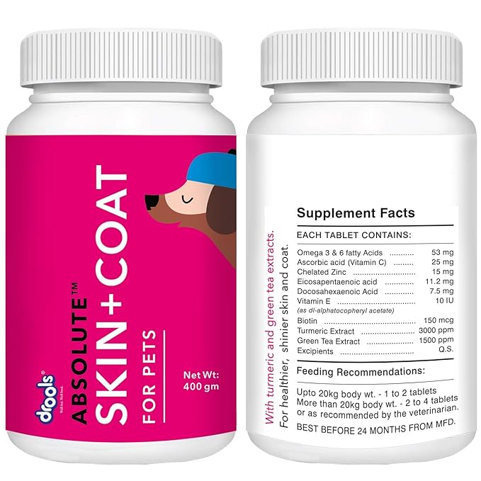 Drools Absolute Supplement Combo ( Vitmn + Skin & Coat + Calc) 400 GMS Each