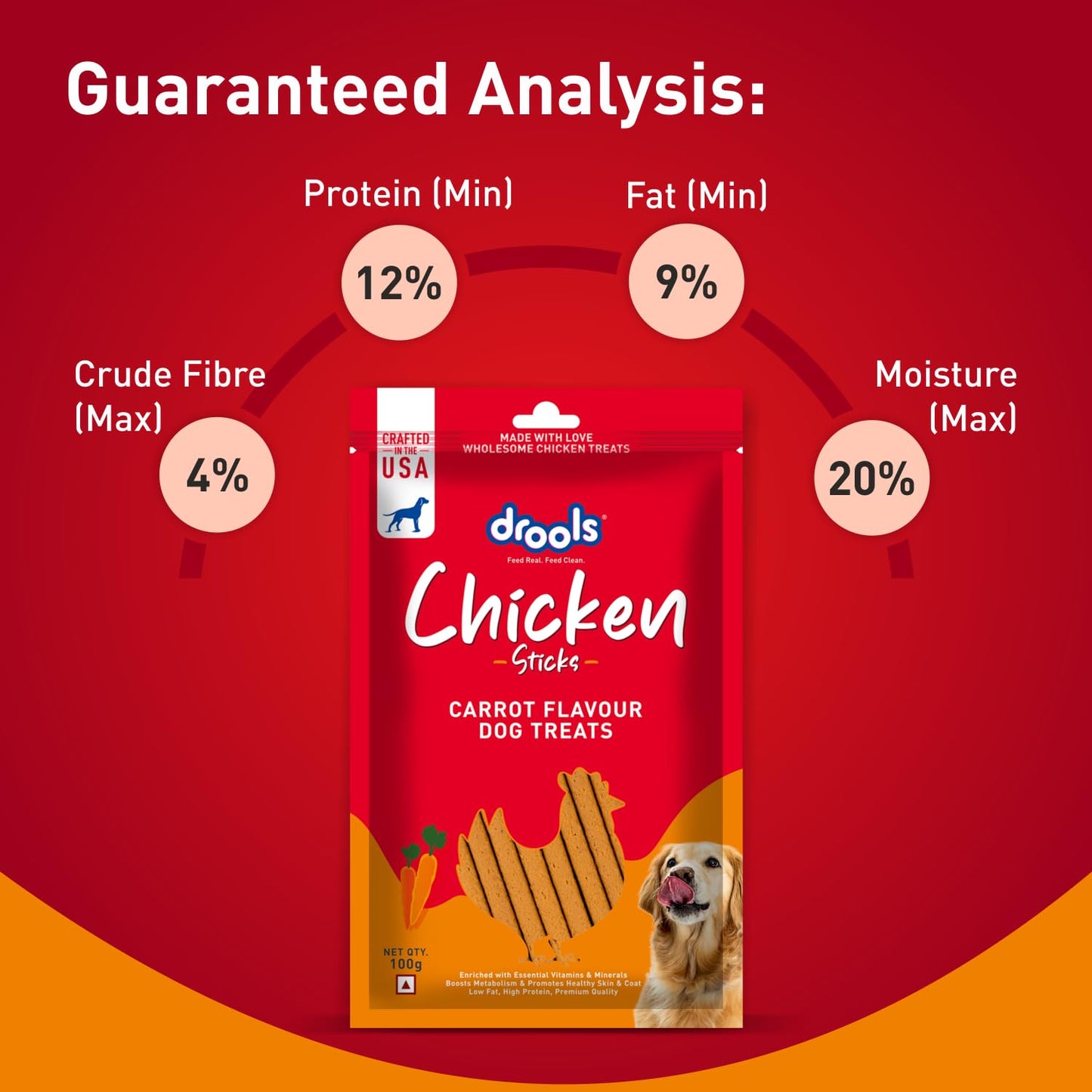 Drools Puppy & Adult Dog Treats, Chicken Carrot Flavour Sticks, 100 GMs Pack,  Rich in Protein