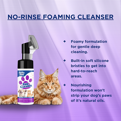 FluffyTails No-Rinse Paw Cleaner, Foaming Cleanser, 150ml