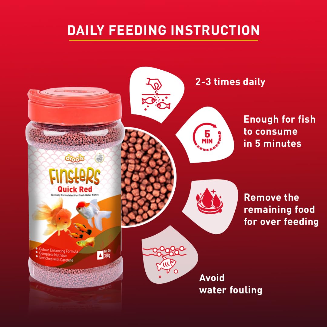 Drools Finsters Quick Red Fish Food, 100 Gms | Seafood Flavour | Colour-Enhancing Formula