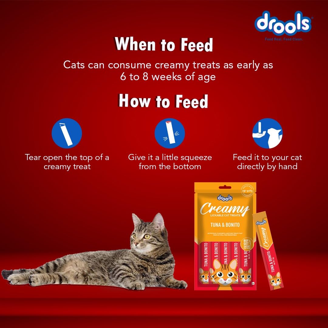 Drools All Life Stages Creamy Lickable Tuna & Bonito Flavour Cat Treat 75 Gms