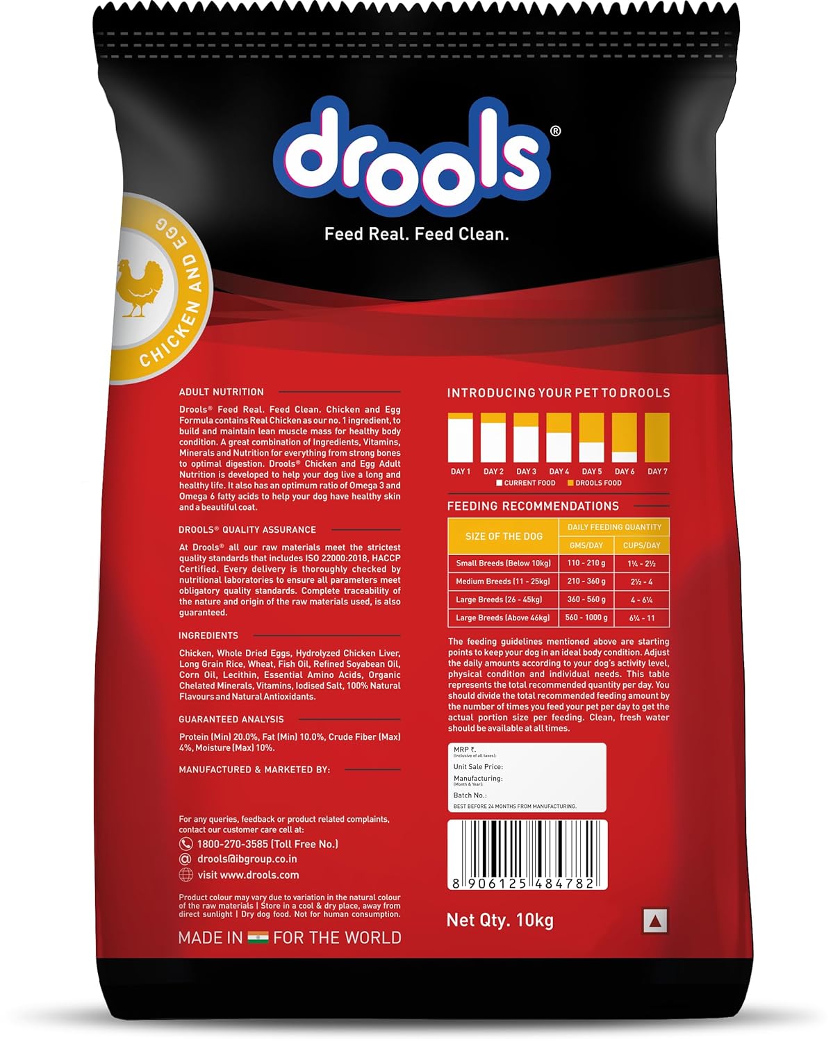 Drools Adult Dry Dog Food, Chicken & Egg Flavour, 10 KG Pack