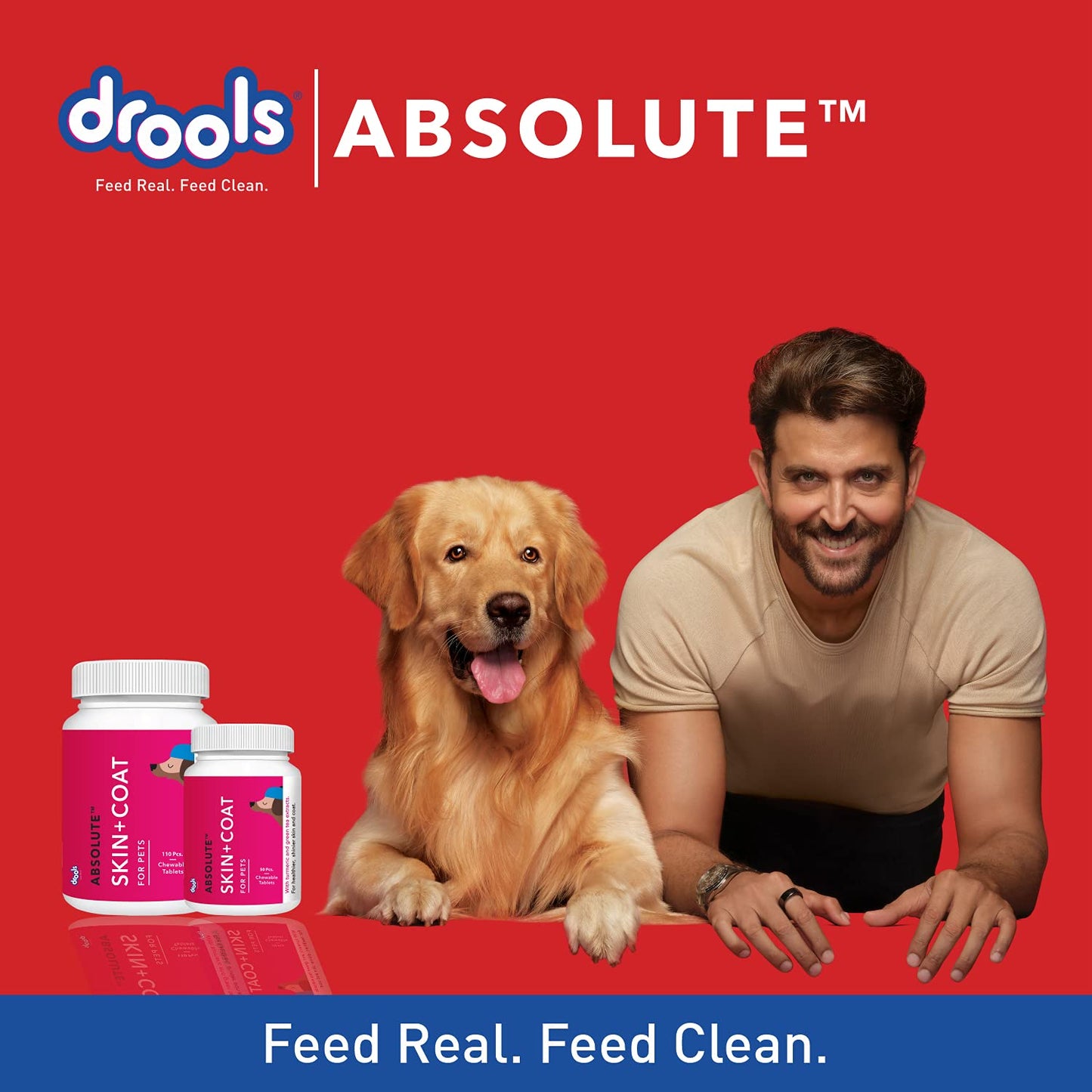 Drools Absolute Dog Supplement Tablet, Skin+ Coat 400G, 110 Pieces | Turmeric Flavour