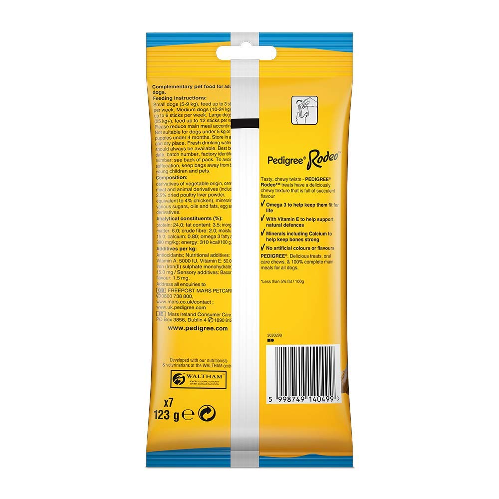 Pedigree Rodeo Dog Treats, Chicken Flavour, 123 GMs, Low-Fat Treats