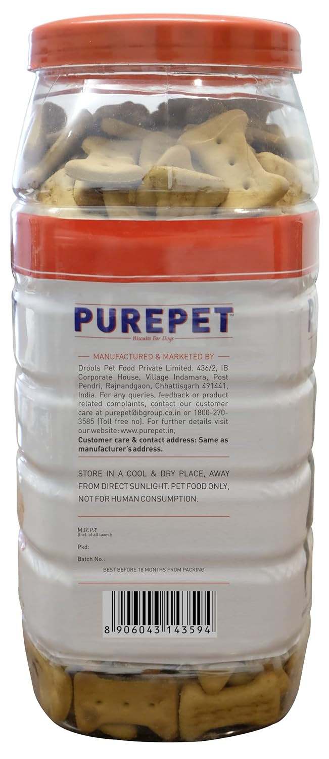 Purepet Dog Treats Biscuits Real Chicken Flavour, 455 GMS Pack, Active Behaviour