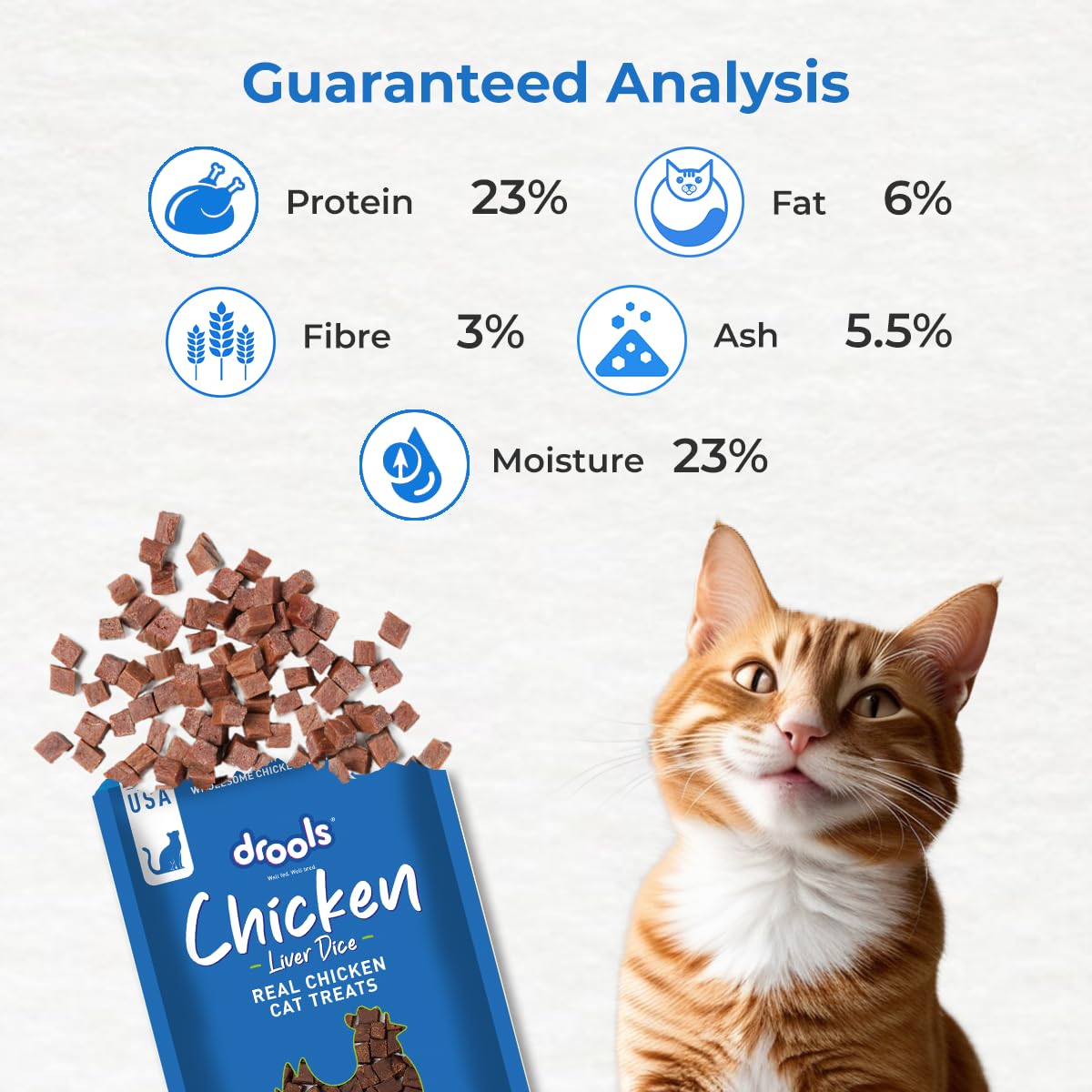 Drools Kitten & Adult Liver Diced, Real Chicken Flavour, Cat Treats, 35 Gms