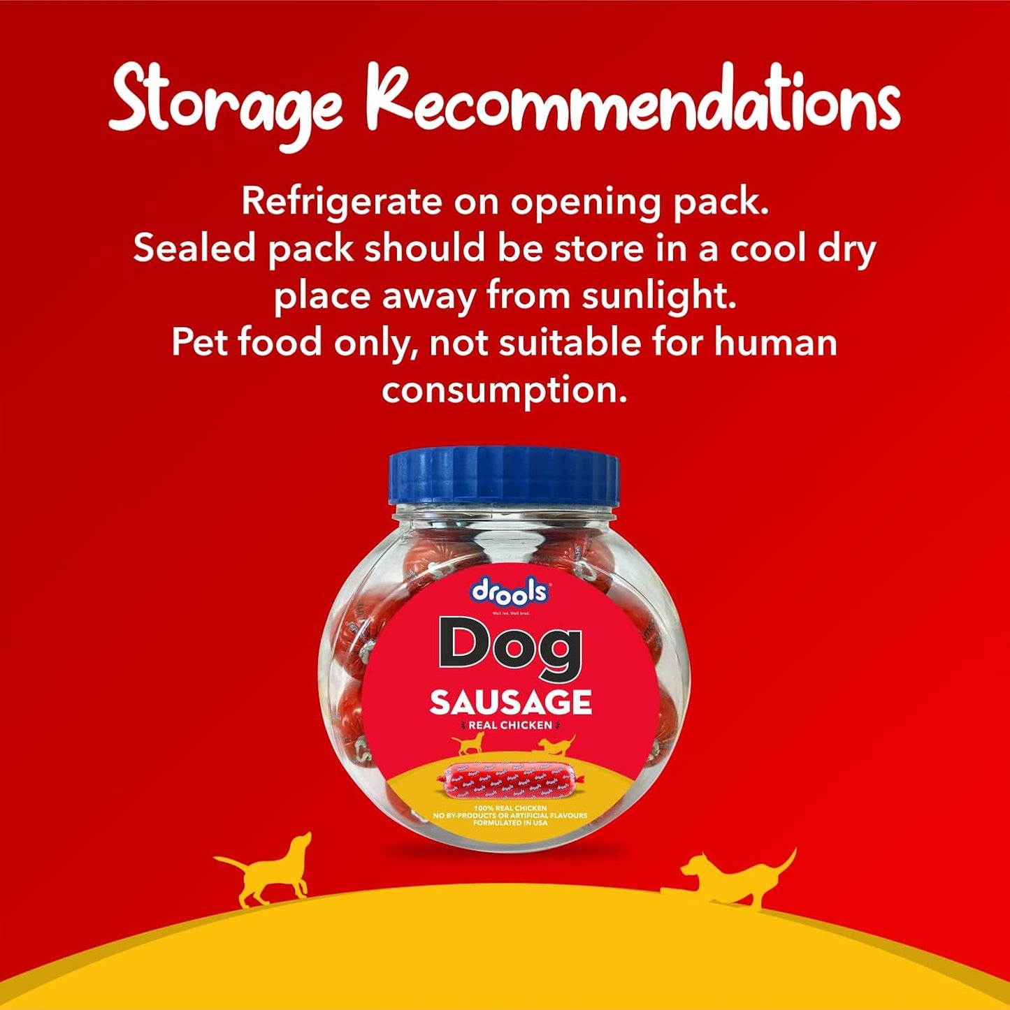 Drools All Life Stages Dog Treats Sausage 10 Pieces Jar (550g) | Real Chicken