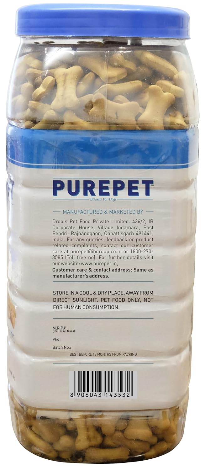 Purepet Dog Treats Biscuits Milk Flavour, 455 GMS Pack, Active Behaviour