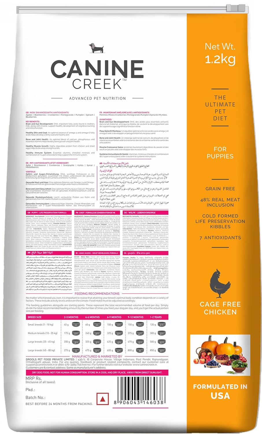 Canine Creek Ultra Premium Puppy Dry Dog Food ,1.2Kg Pack