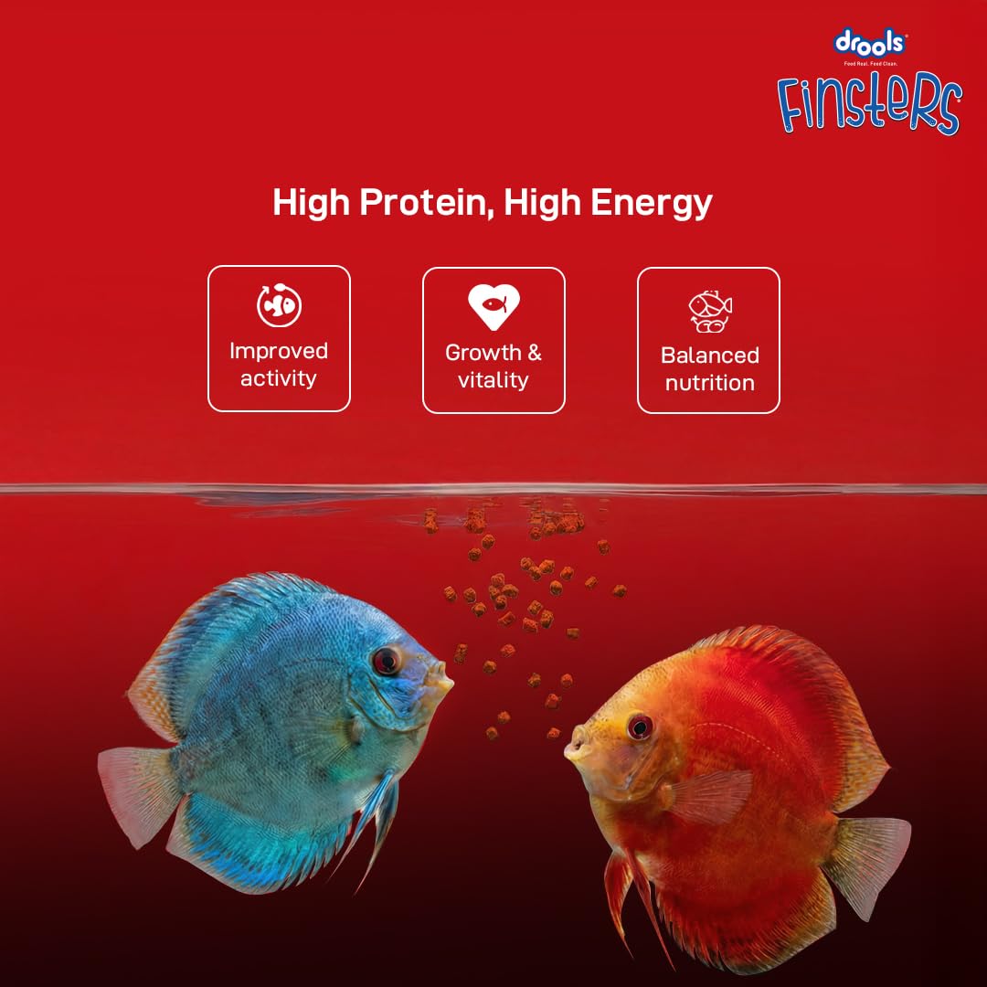 Drools Finsters Bits Fish Food, 350 Gms Pack, Seafood Flavour, High-Protein Formula