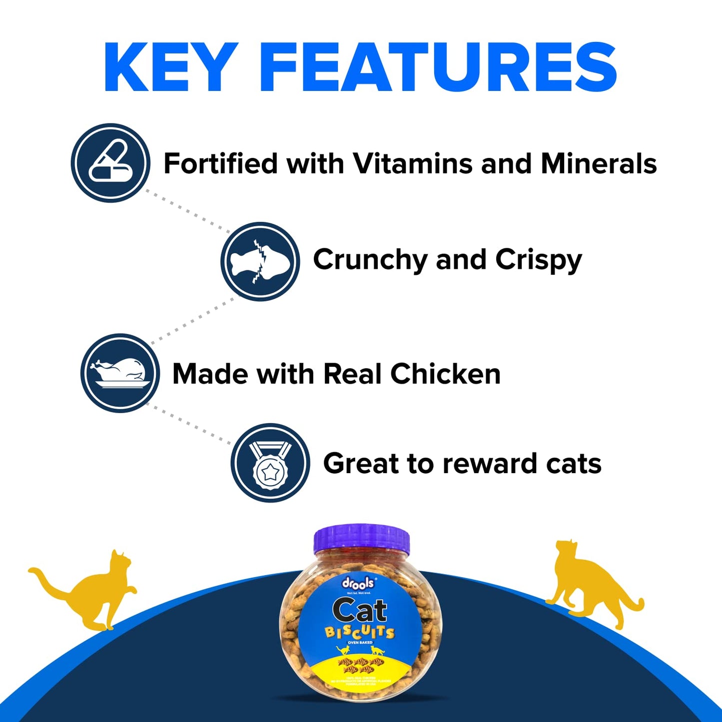 Drools All Life Stages, Chicken Flavour Cat Biscuit, 110g Jar