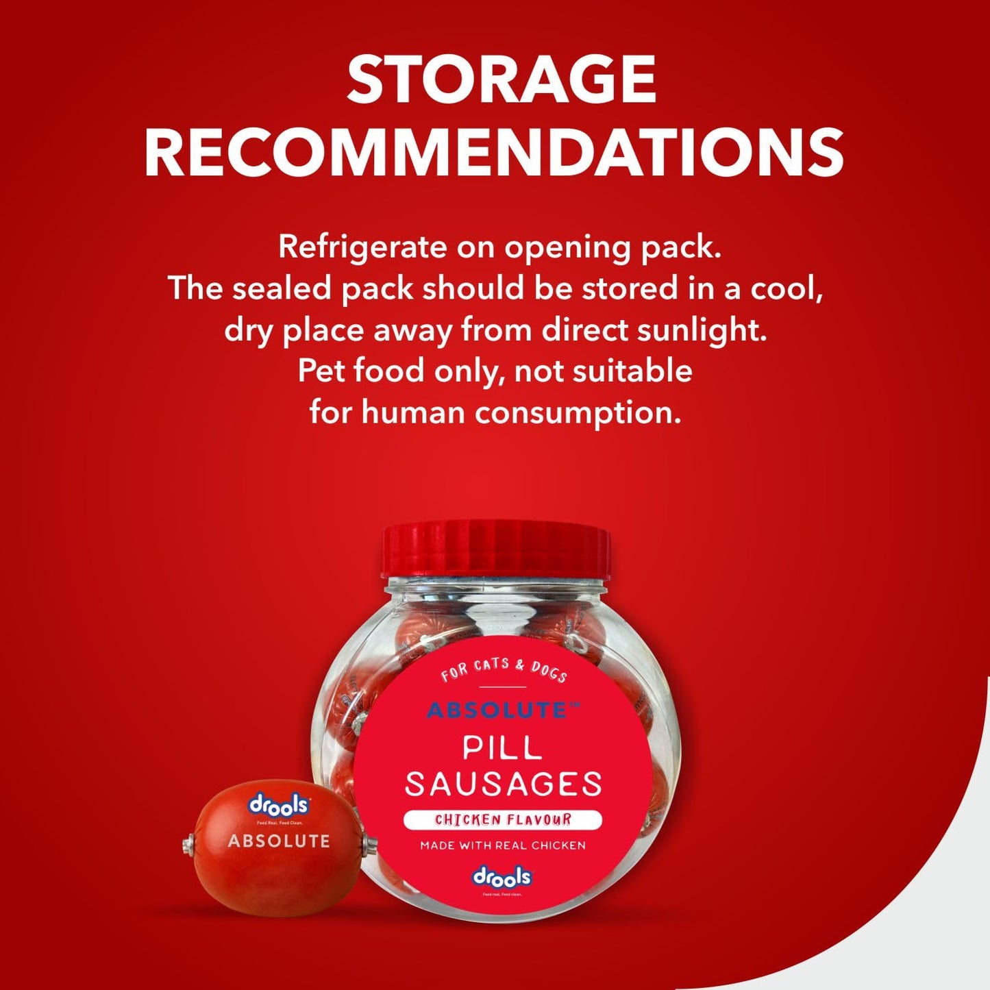 Drools Absolute Pill Sausages 28 Pieces, Chicken Flavour, For Cats & Dogs