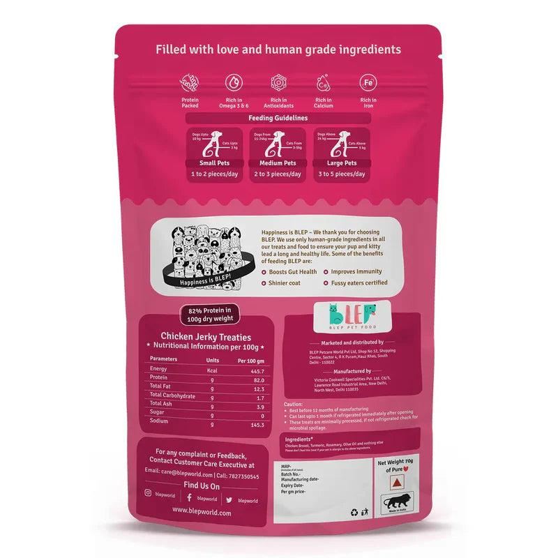 BLEP Chicken Jerky Treats - 70 GMs