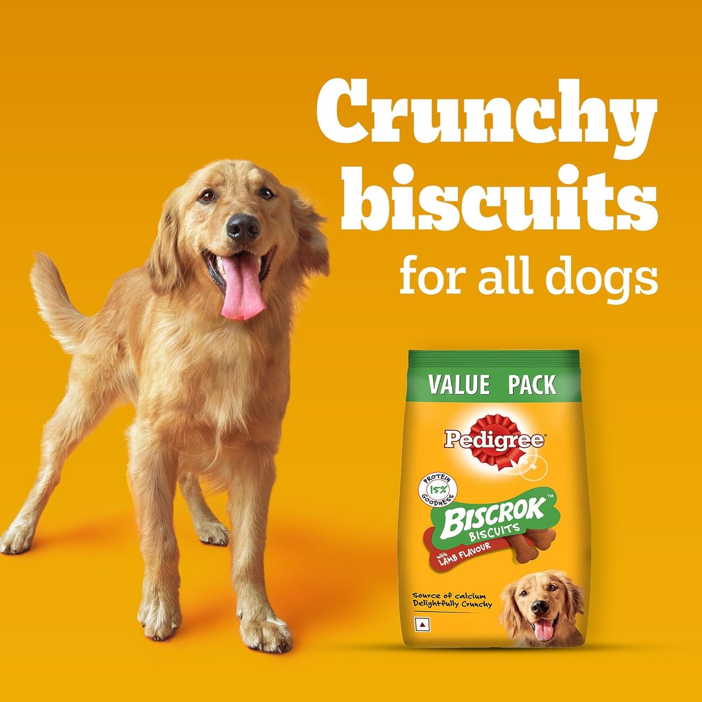Pedigree Biscrok Biscuits - Dog Treats, Lamb Flavour, 500 GMs