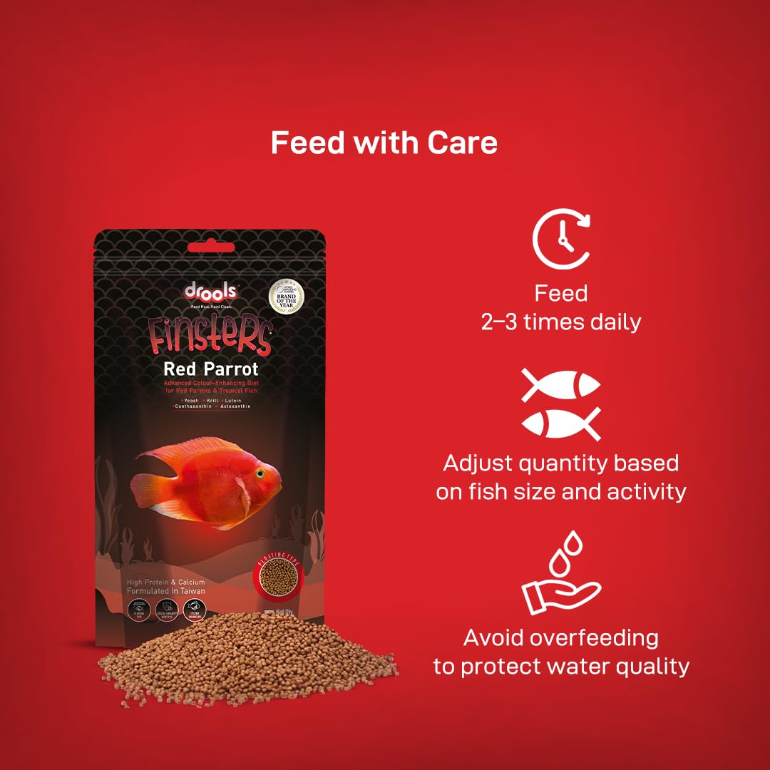 Drools Finsters Red Parrot Fish Food, 100 Gms Pouch, Colour-Focused Nutrition