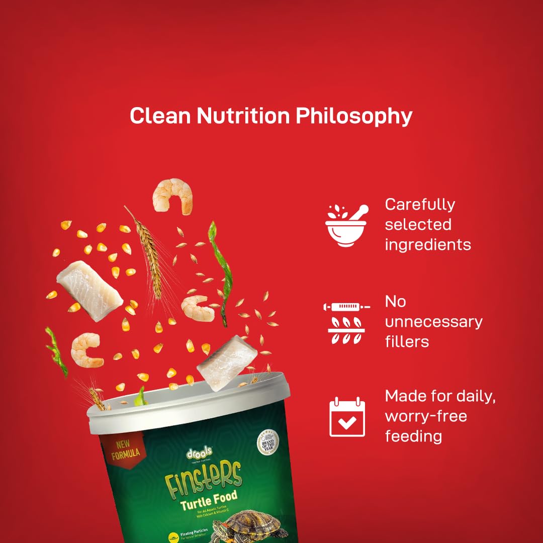 Drools Finsters Turtle Food, 250 GMs., Seafood Flavour, High-Quality Protein, Easy Feeding