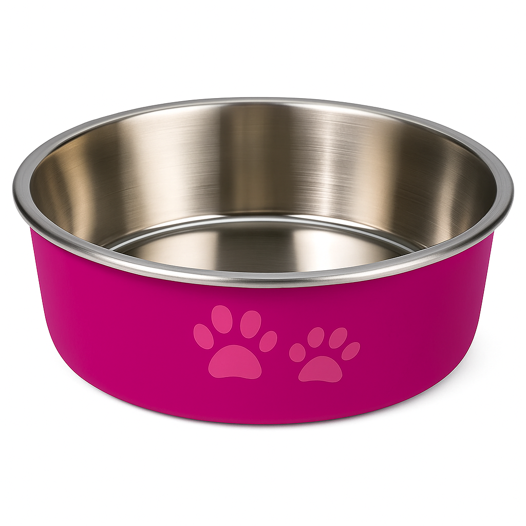 Fancy Stainless Steel Food / Water Pet Bowl,  with Non-Slip Base, 850 ML Capacity Suitable for Small Breeds