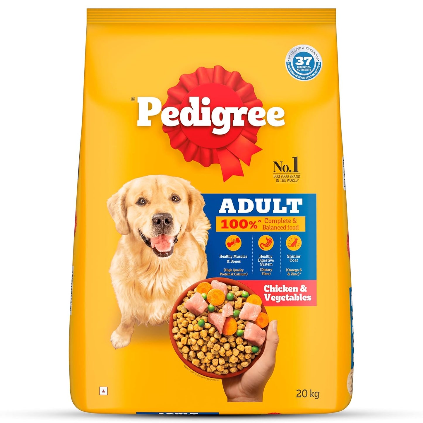 Pedigree Adult Dry Dog Food, Chicken & Veg, 2.8 KG, Contains 37 Essential Nutrients