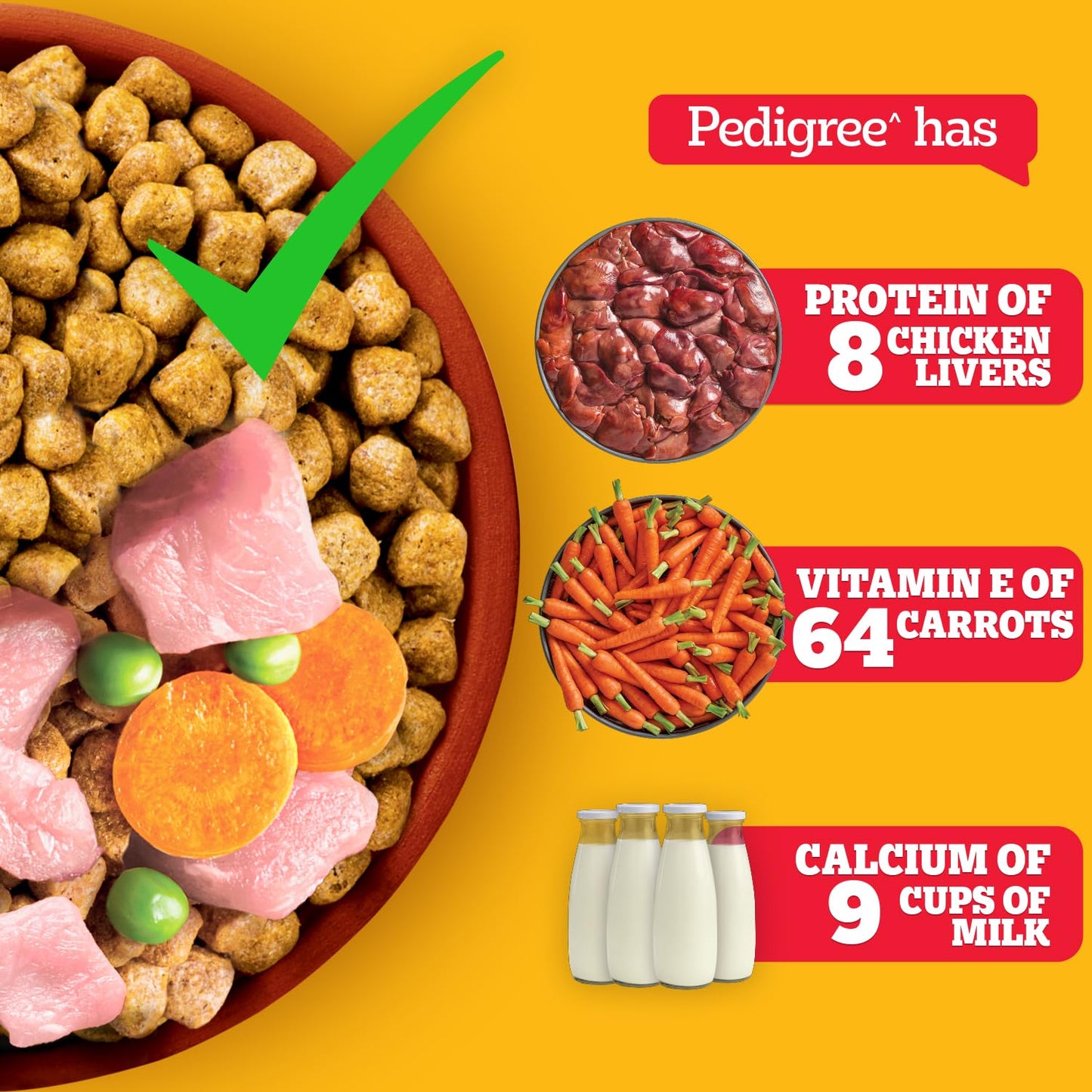 Pedigree Adult Dry Dog Food, Chicken & Veg, 2.8 KG, Contains 37 Essential Nutrients