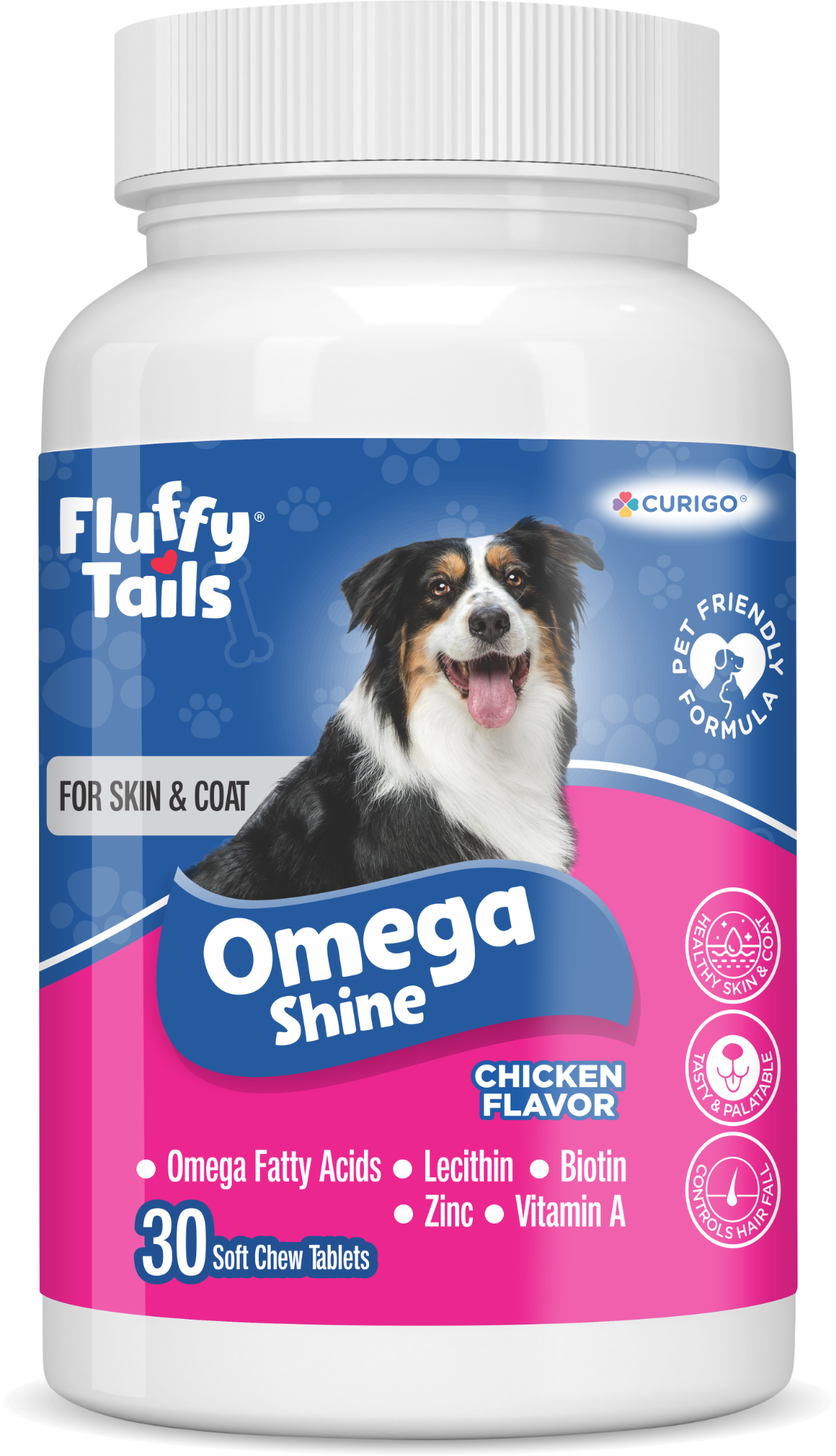 Fluffy Tails Omega Shine, Healthy Skin & Shiny Coat - Pack of 30 Soft Chews
