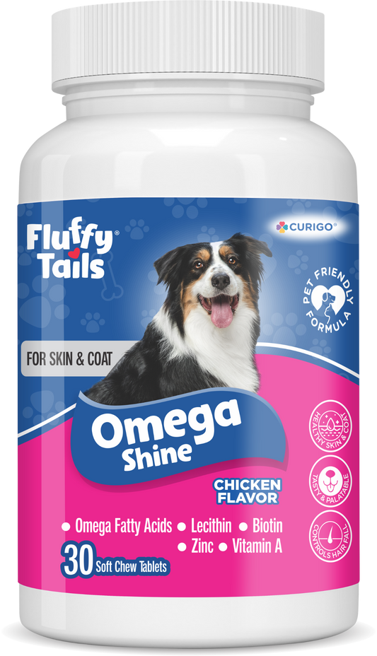 Fluffy Tails Omega Shine, Healthy Skin & Shiny Coat - Pack of 30 Soft Chews