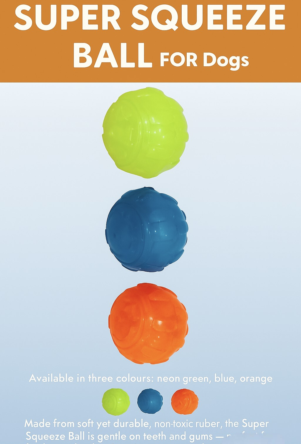 Super Squeeze Ball Interactive Dog Toy, Export Quality Squeaky Bounce Ball