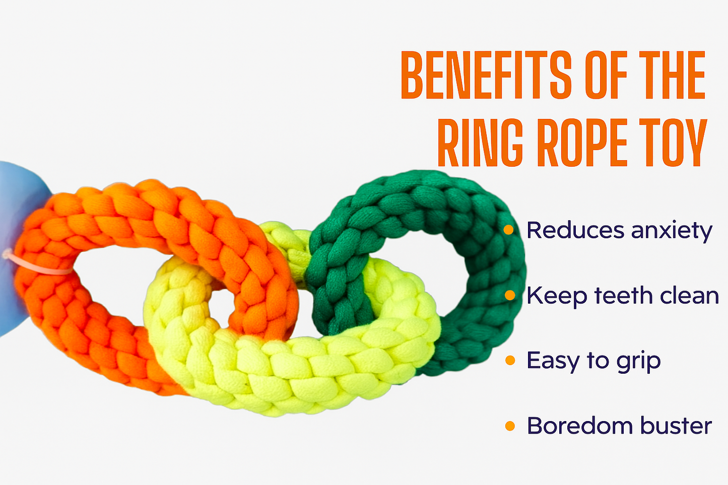 Triple Ring Rope Dog Toy Large, Export Quality, Interactive Chew and Tug Toy