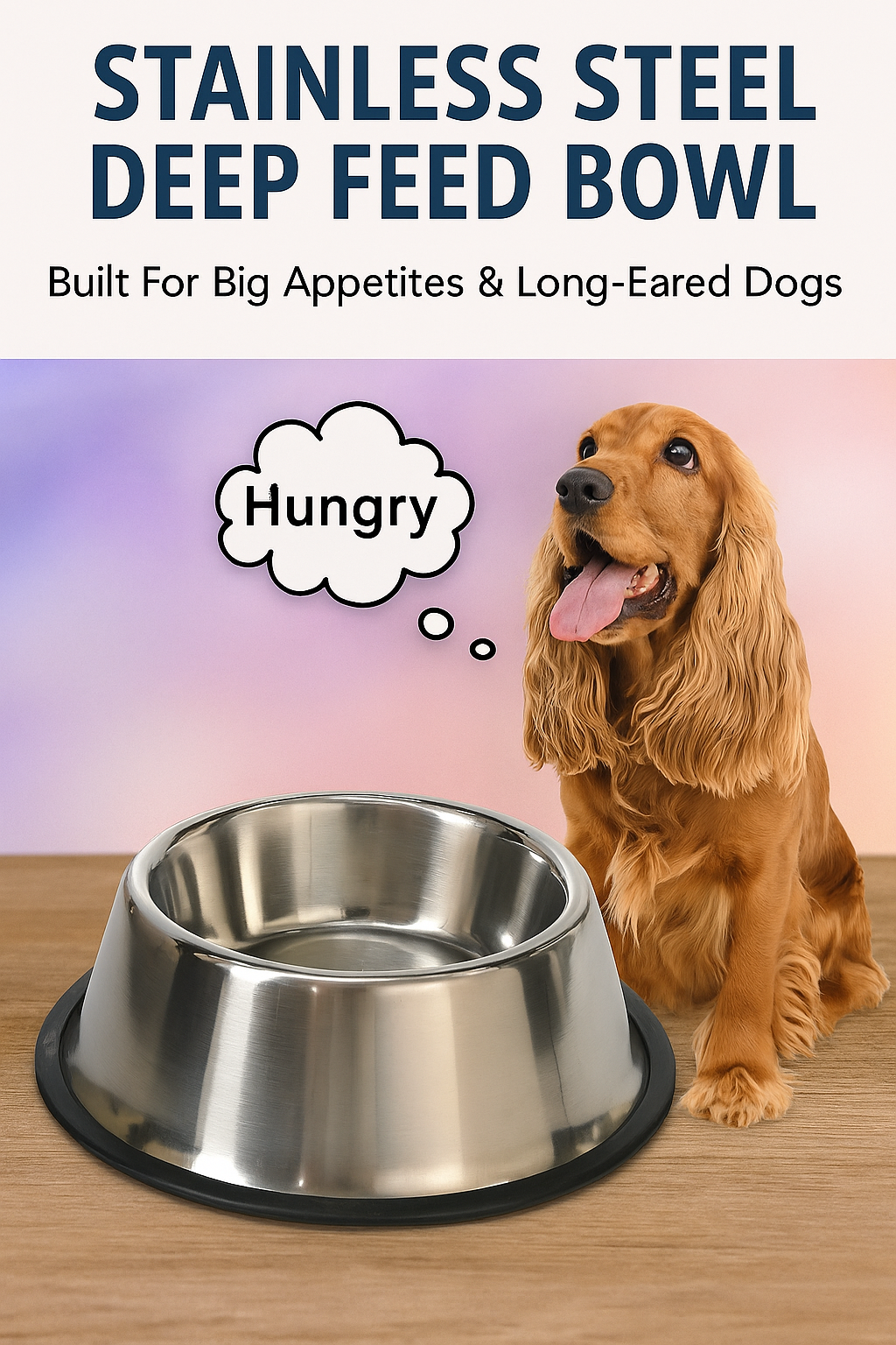 Stainless Steel Deep Feed Bowl for Small and Medium Breed Dogs